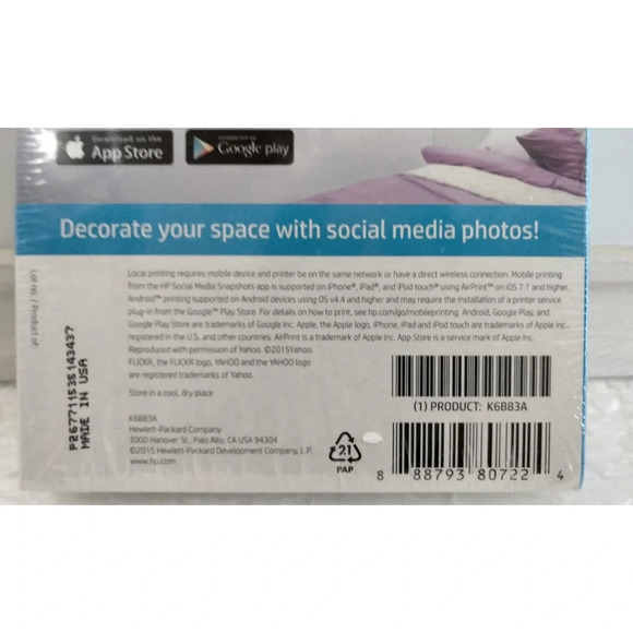 NEW HP Photo Paper Sticky-Back Social Media Snapshots (4x5) 25 sheets - Picture 4 of 4